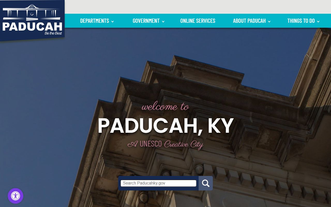 Paducah city government building and downtown area near McCracken County Clerk