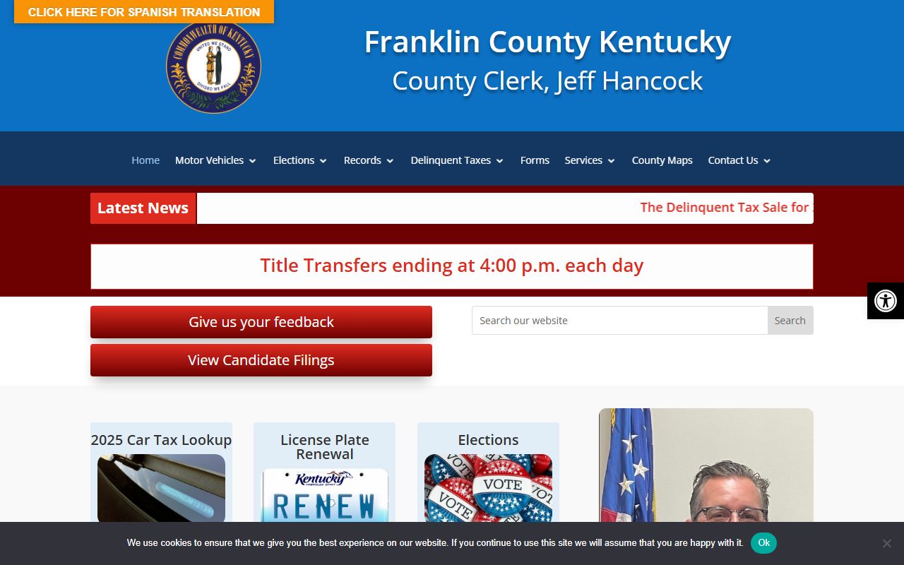 Franklin County Clerk office for marriage records in Frankfort Kentucky