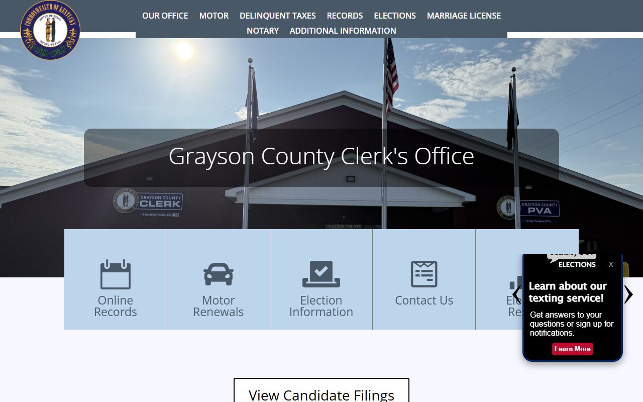 Grayson County Clerk office on Public Square in Leitchfield