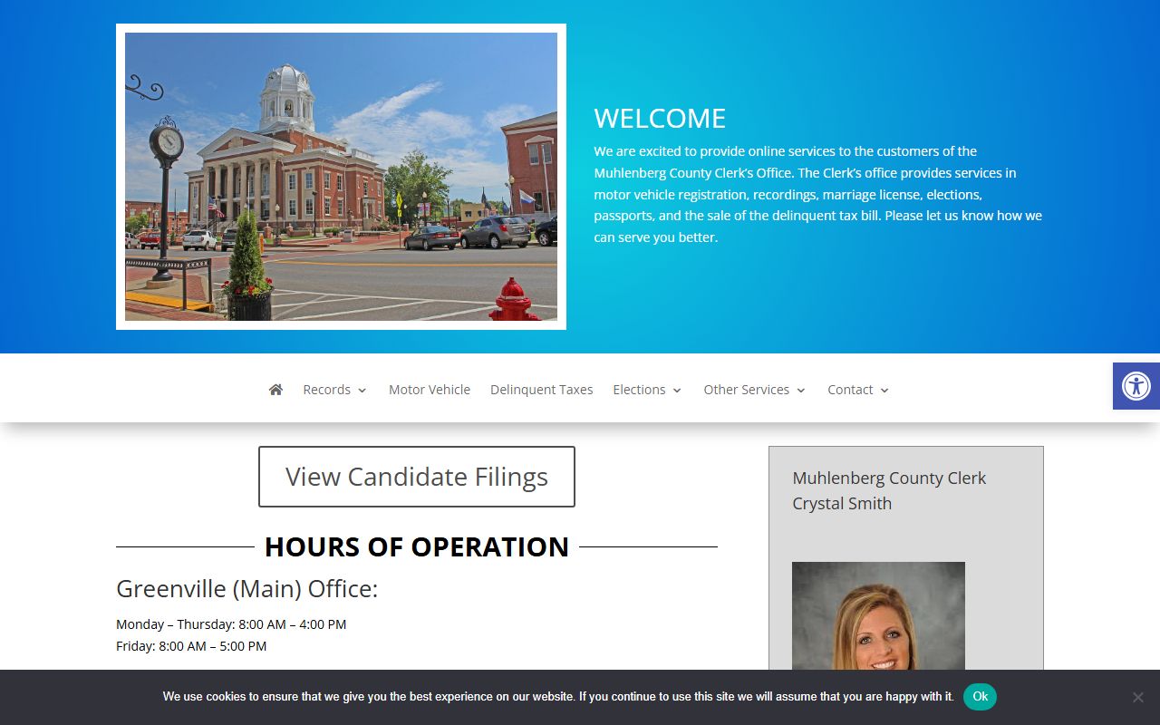 Muhlenberg County Clerk office for marriage records in Greenville