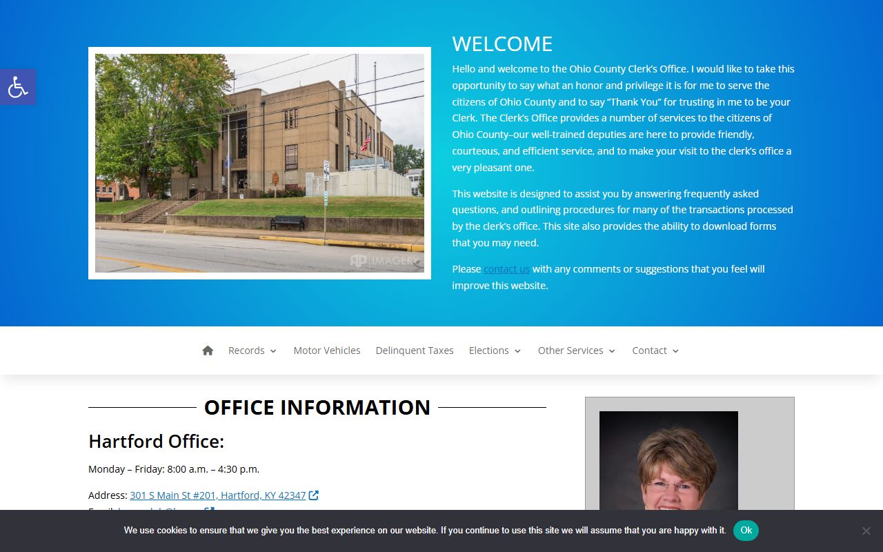 Ohio County Clerk office for marriage records in Hartford